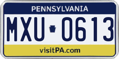 PA license plate MXU0613