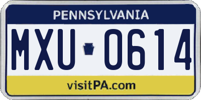 PA license plate MXU0614