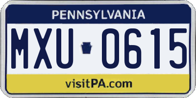 PA license plate MXU0615
