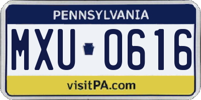 PA license plate MXU0616