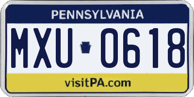 PA license plate MXU0618