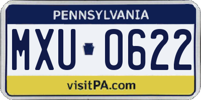 PA license plate MXU0622
