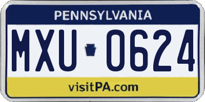 PA license plate MXU0624
