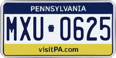 PA license plate MXU0625