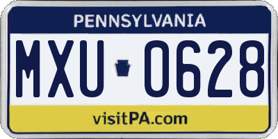 PA license plate MXU0628
