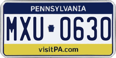 PA license plate MXU0630
