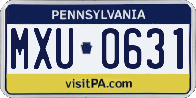 PA license plate MXU0631