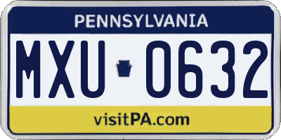 PA license plate MXU0632