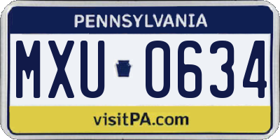 PA license plate MXU0634