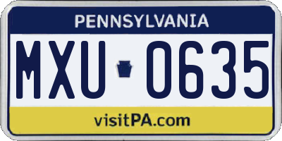 PA license plate MXU0635