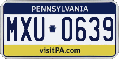 PA license plate MXU0639