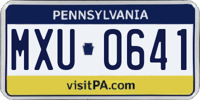 PA license plate MXU0641