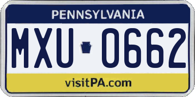 PA license plate MXU0662