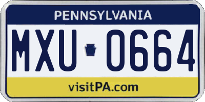 PA license plate MXU0664