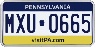 PA license plate MXU0665
