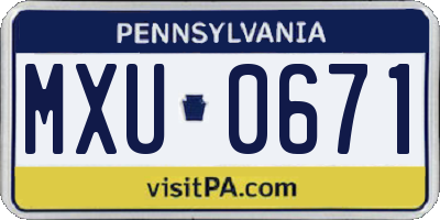 PA license plate MXU0671