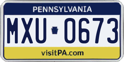 PA license plate MXU0673