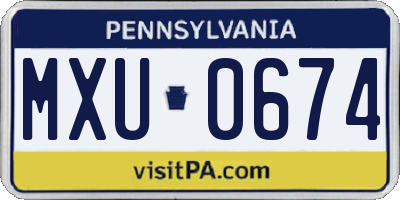 PA license plate MXU0674