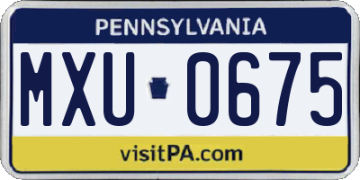 PA license plate MXU0675
