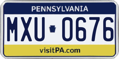 PA license plate MXU0676