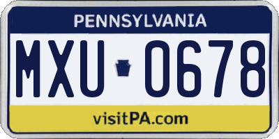 PA license plate MXU0678