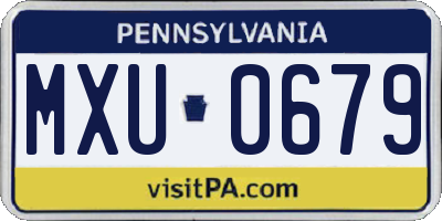 PA license plate MXU0679