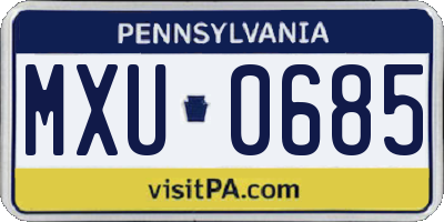 PA license plate MXU0685
