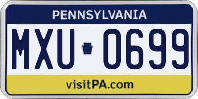 PA license plate MXU0699
