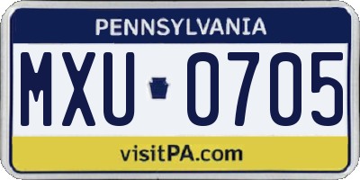 PA license plate MXU0705