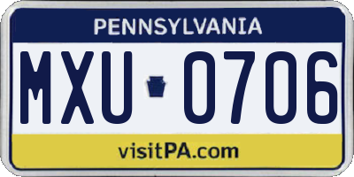 PA license plate MXU0706