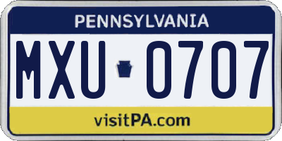 PA license plate MXU0707