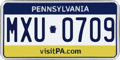PA license plate MXU0709