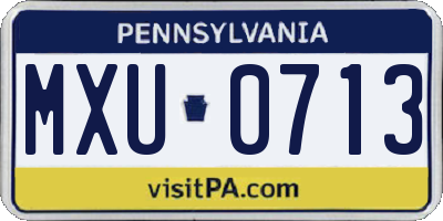 PA license plate MXU0713