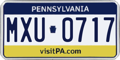 PA license plate MXU0717