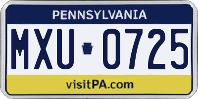 PA license plate MXU0725