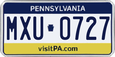 PA license plate MXU0727