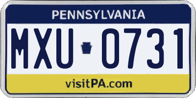 PA license plate MXU0731