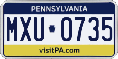 PA license plate MXU0735