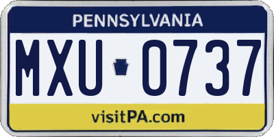 PA license plate MXU0737