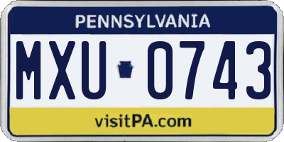 PA license plate MXU0743