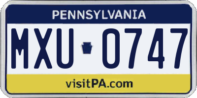 PA license plate MXU0747