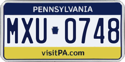 PA license plate MXU0748