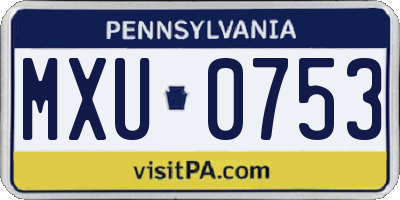 PA license plate MXU0753