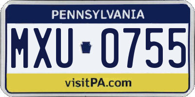 PA license plate MXU0755