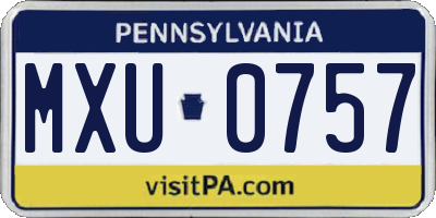 PA license plate MXU0757