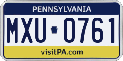 PA license plate MXU0761