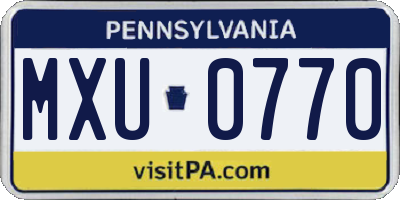 PA license plate MXU0770