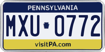 PA license plate MXU0772
