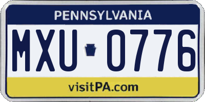 PA license plate MXU0776