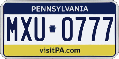 PA license plate MXU0777